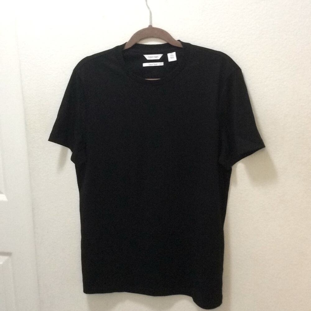 Calvin Klein WomensTee Shirt Black Sz s/ch Cotton Like New